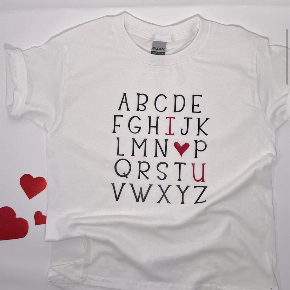 Kids Valentine's Day shirts abc I love you